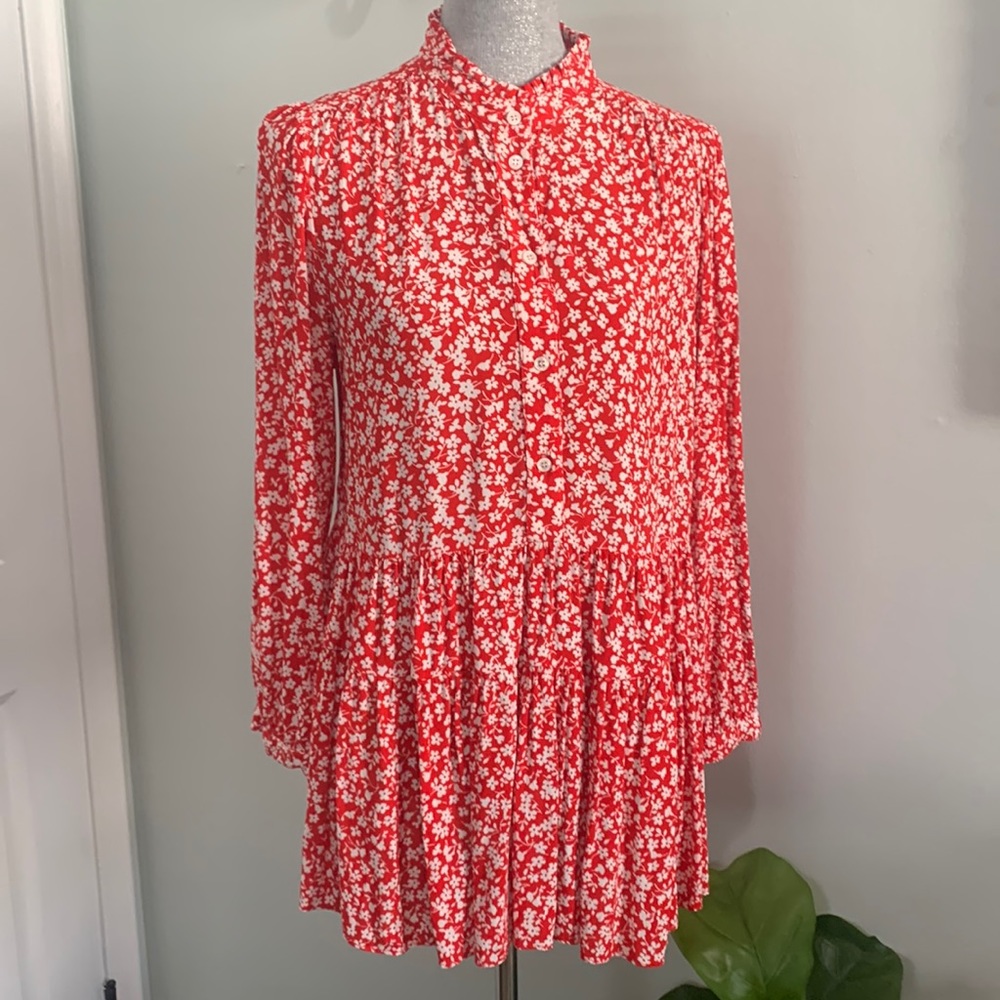 J. Crew Red Floral Dress